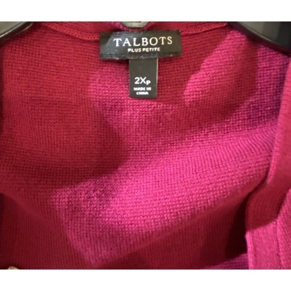 Talbots Plus Petite 2X Magenta Cardigan Pockets Classic Business Casual Pink - Picture 3 of 5